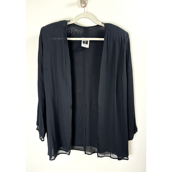 Tadashi Shoji Sheer 80s 90s Retro Disco Whimsygoth Regency Open Front Jacket M/L - Picture 1 of 7